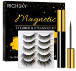 3D Reusable Magnetic Lashes and Hypoallergenic Eyeliner  No Glue (5 Pairs)